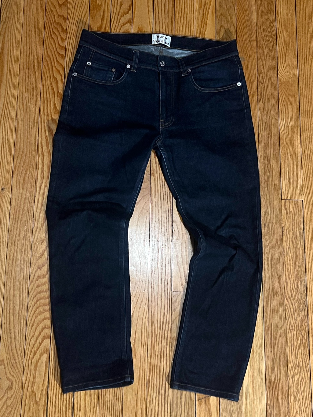 Acne Studios Navy Blue Straight Fit Jeans